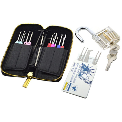 kaufen Edelstahl 22 Stück Schloss Pick Set + Kreditkarte Form Schloss Pick Kit + Transparent Praxis Vorhängeschloss Online-Herstellung