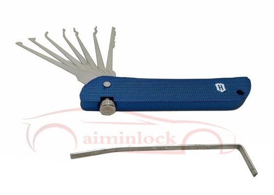 Klappbares 7 in 1 Schlosspickerset Schlosserwerkzeuge Haoshi Klappschlosserwerkzeuge (blau)